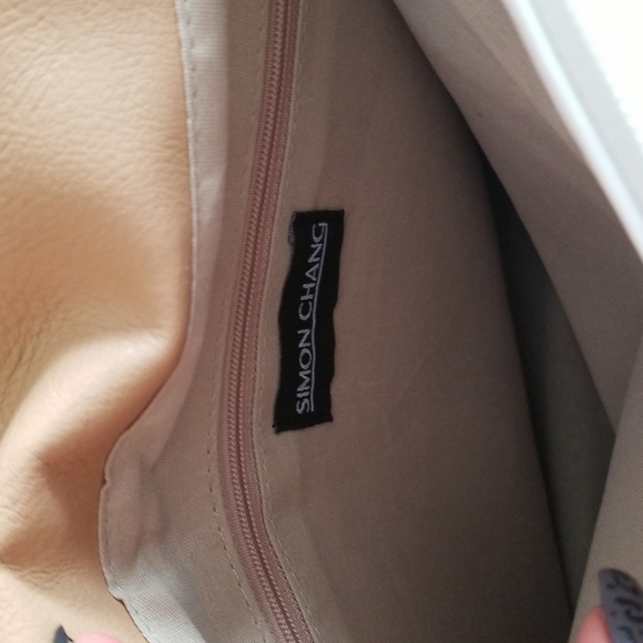 Simon Chang blue/white/tan color block purse - Picture 5 of 6